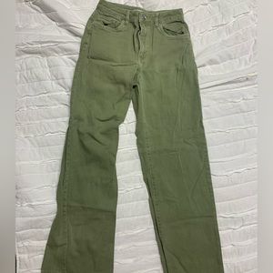 Green wide-leg denim pants, size 24/ 0